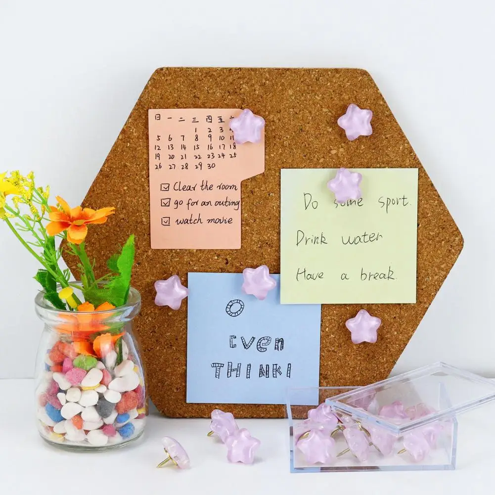 Декоративные канцелярские кнопки с блестящими звездами, блестящие кнопки со звездами, набор с коробкой для хранения, декоративный большой палец для бюллетень