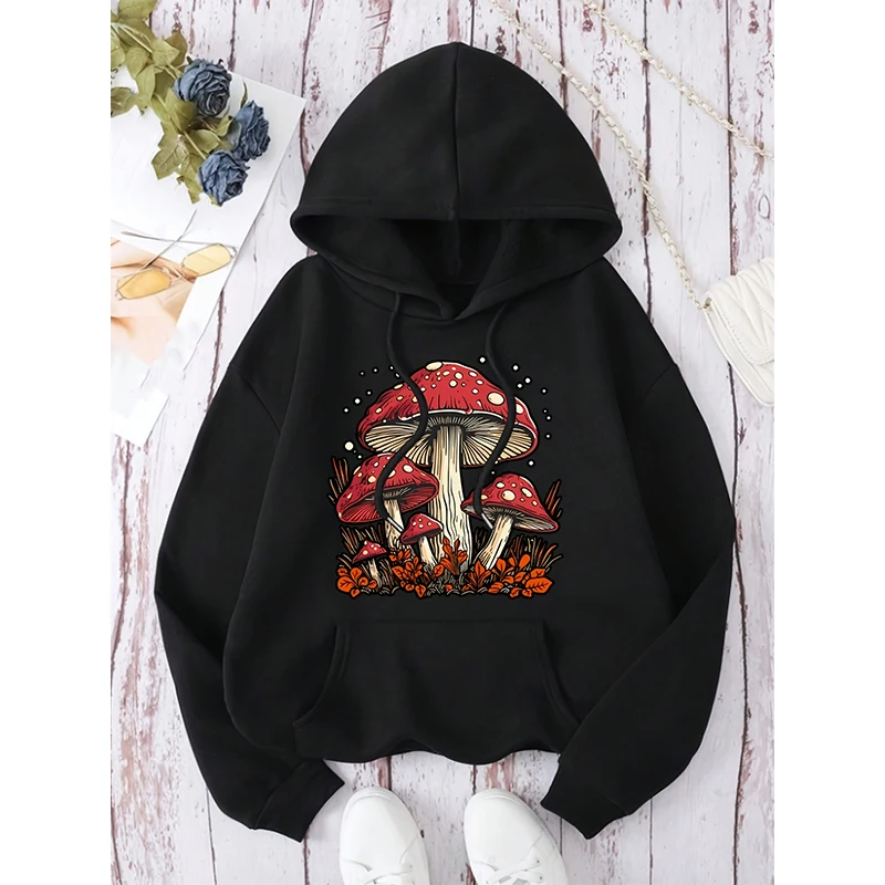 

New Mushroom Print Hoodie Men Woman Casual Long Sleeve Hoodies Hooded Sweatshirts Harajuku Pullovers Tracksuit Unisex Clothing