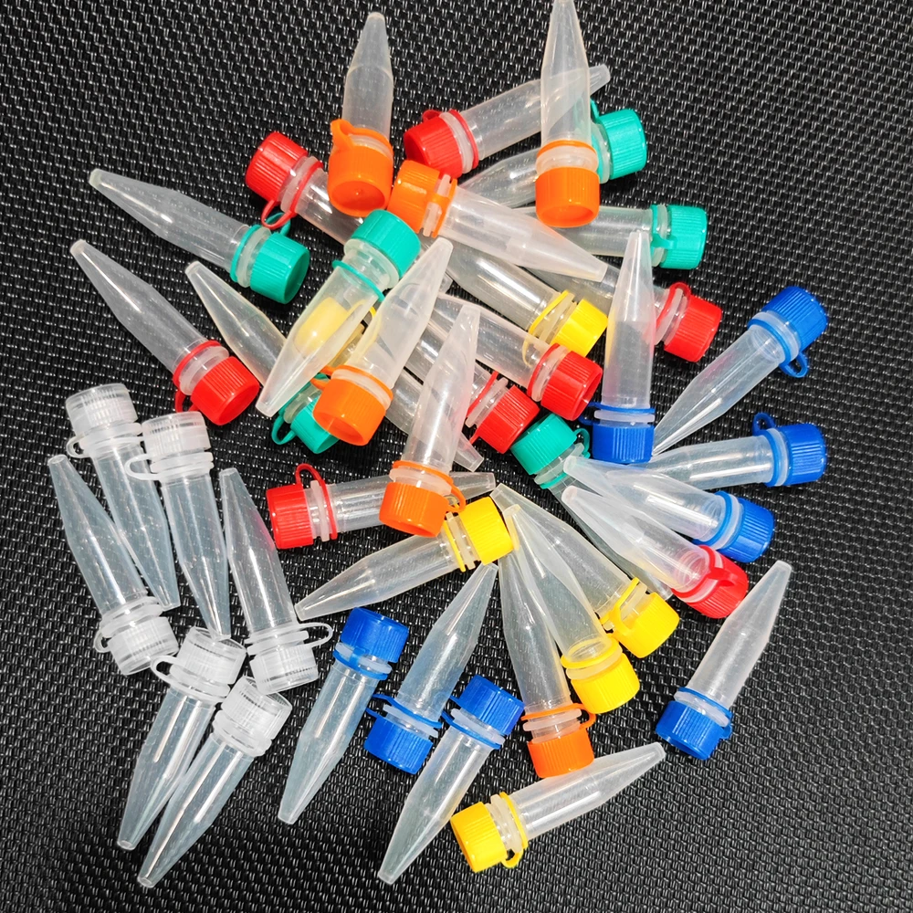 100pcs , 1.5ml Lab Clear Micro Plastic Test Tube Centrifuge Blue Screw Cap Container for Laboratory Sample Specimen Lab Supplies