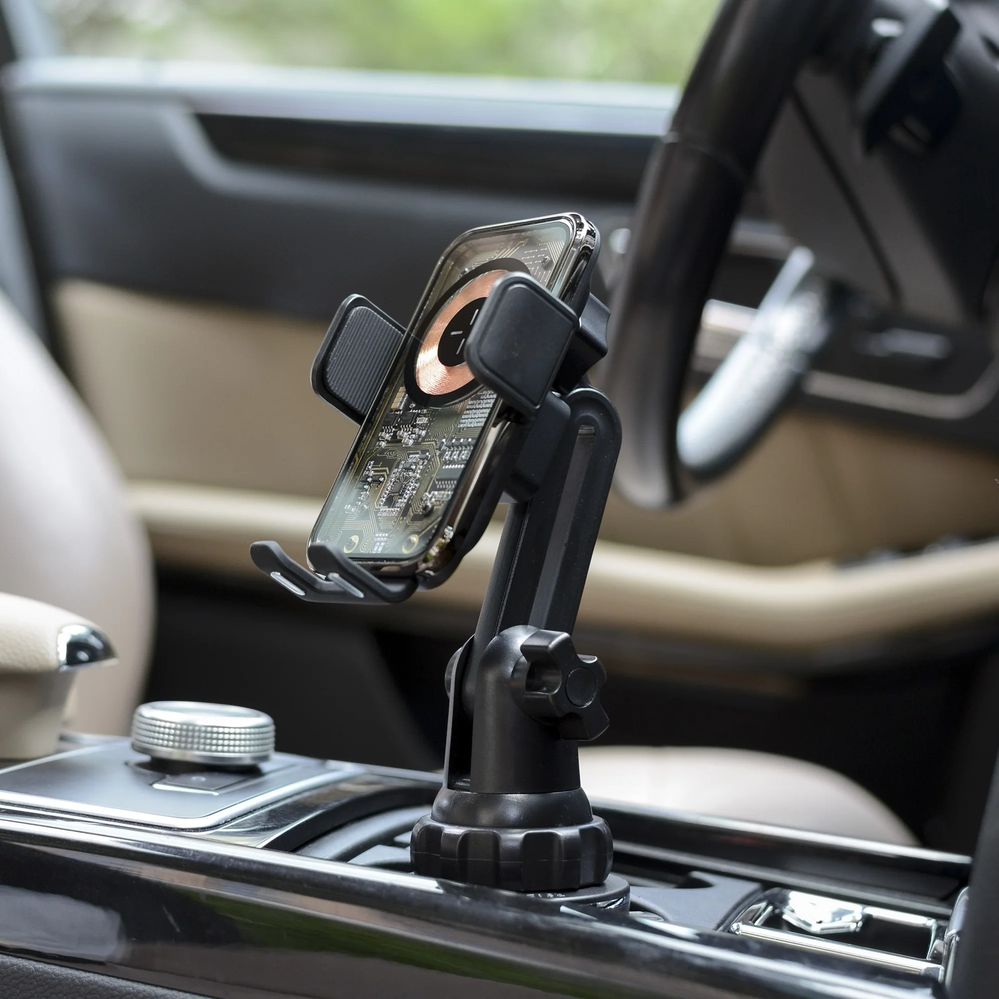 Universal Car Cup Phone Holder Mount Qi Wireless Fast Charger  Automatic Infrared Smart Sensor Clamping Mount Stand