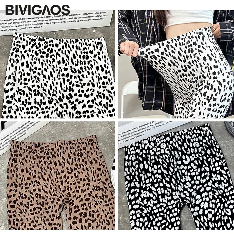 BIVIGAOS Spring Fall Summer New Leopard Leggings Women High Waist High Elastic Trend Fashion Seamless Sports Casual Leggings