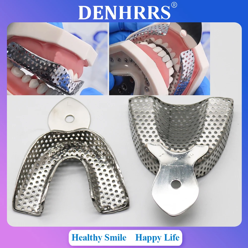 

2 шт./компл., лоток для оттисков зубов, верхняя и нижняя часть, удерживающая зубы из нержавеющей стали, автоклавируемый лоток для зубов, стоматологические материалы