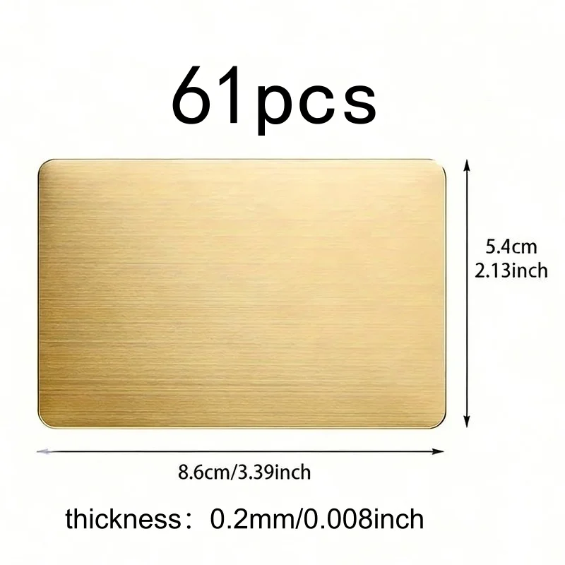 61pcs Gold Matte Aluminum Business Card Minimalist Office Nameplate Flat Metal Sheet for Daily Business Communication Use