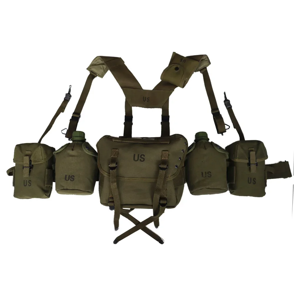 WWII WW2 M1956 Equipment Long Pouch Tactical Bag Replica WW2 US Korean War Sport Gear Mini Backpack Kettle Belt