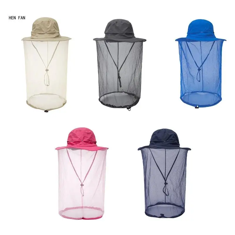 

Fishing with Mosquito Net Hat Portable Man Women Bucket Hat Lightweight Camping & Hiking Breathable Net Yarn Hat M89D