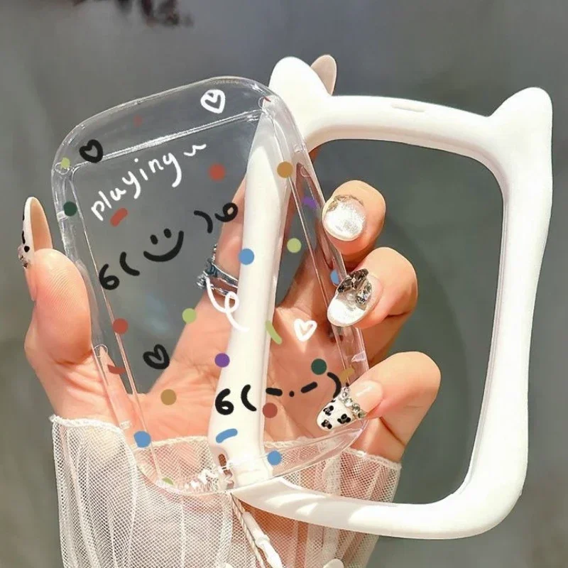 

Women ID Card Case Sweet Cat Transparen Protector INS Card Cover Case Clear Kawaii Cartoon Korean Kpop Photocard Holder Bags