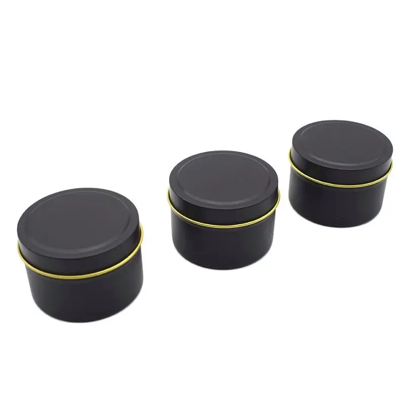 120ML/4OZ Candle Jars Empty Candle Tins Balck Gold Tin Can with Lid Round Metal Storage Container Spice Tea Canister
