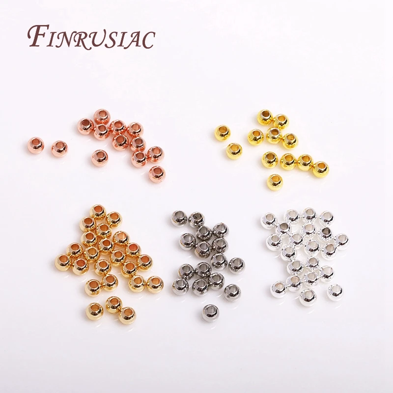 2/2,5/3/4/5/6MM Runde Nahtlose Perlen 14K Gold Überzogene Metall glatte Spacer Perlen Für Armband Hohe Qualität DIY Schmuck Zubehör – Detail 8