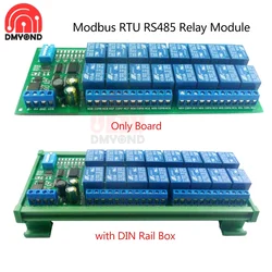 Modbus RTU 12V 10A 16 Channel DIN Rail Box PLC Expansion Board RS485 Relay Module Modbus RTU Relay Protocol Remote Smart Control