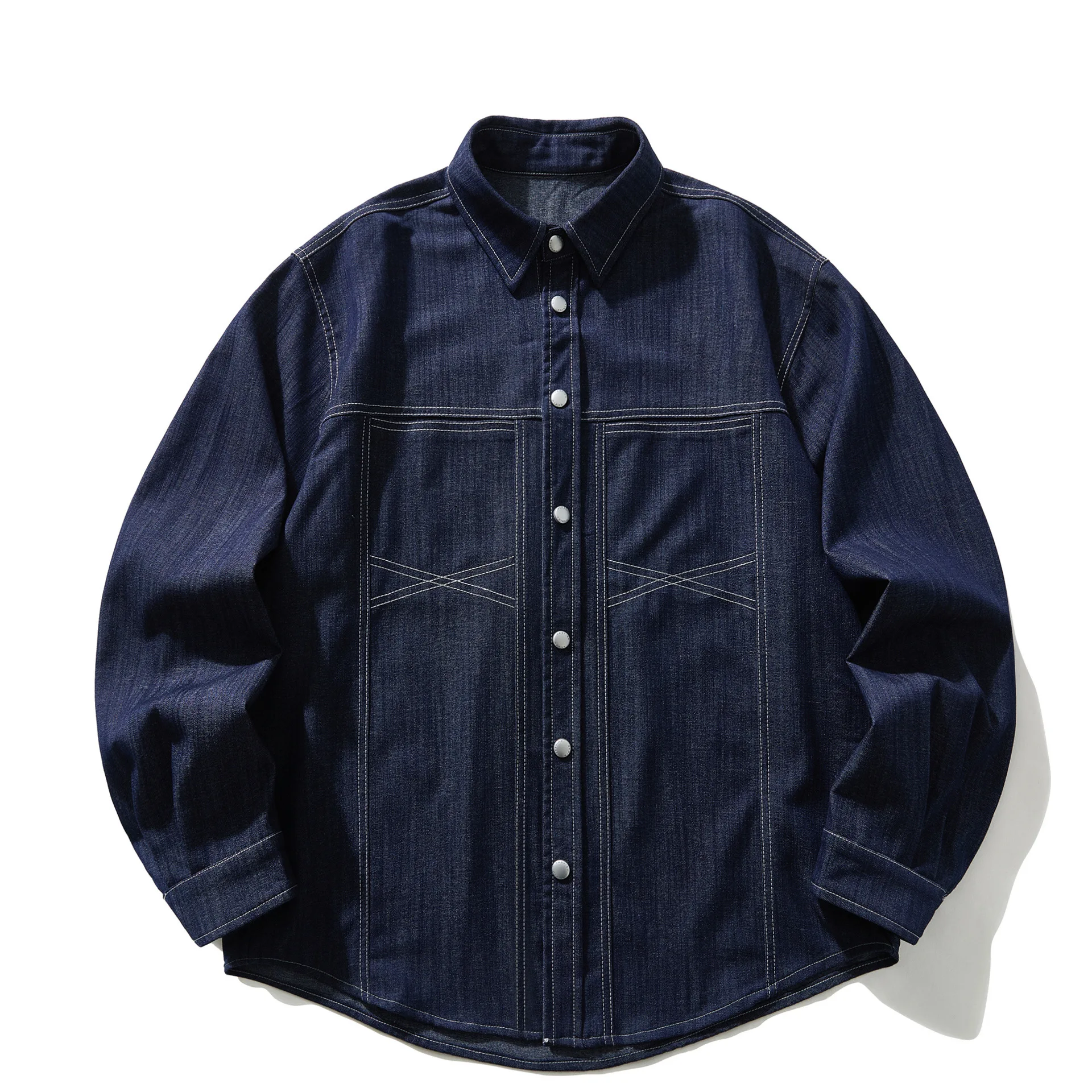 Japanese Retro Raw Denim Workwear Shirt for Men 2026 Autumn Unisex Loose Long-Sleeve Casual Couple Outerwear Trendy