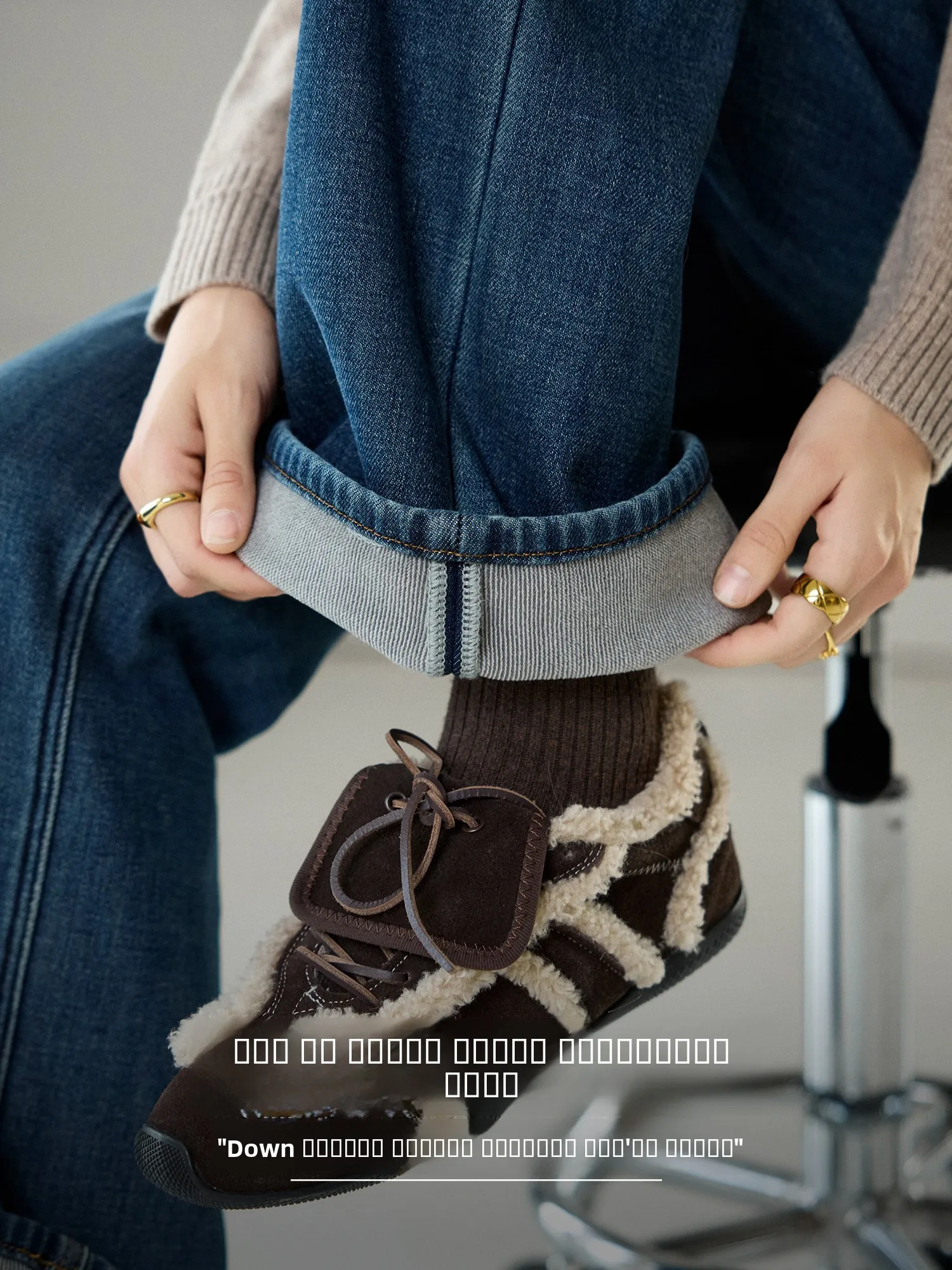 Klassieke rechte pijp Fce katoenen jeans met donsvoering, Philadelphia Cowboy-stijl, 3D-getailleerd, Brued Fini damesmode lente