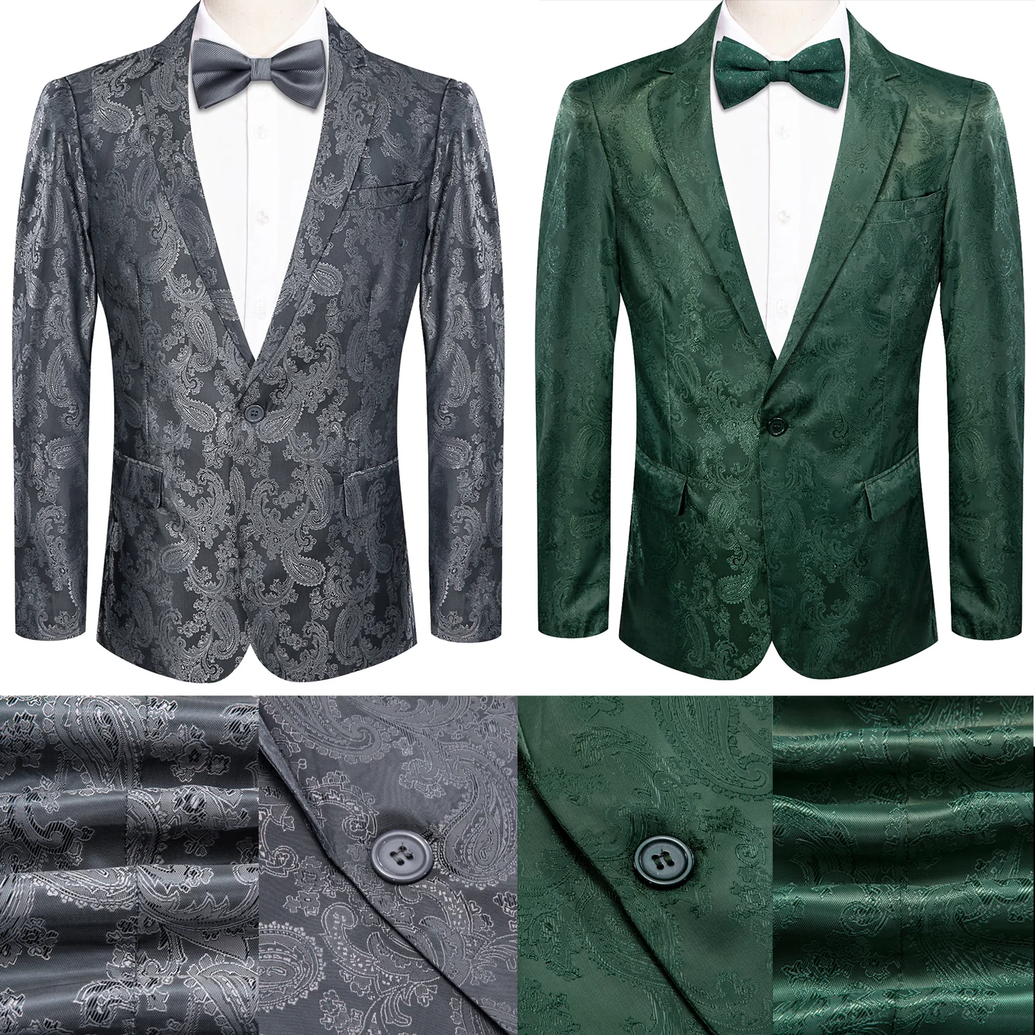 Hi-Tie Fashionable and luxurious men's suit with shawl collar, slim fit, suitable for weddings, leisure and formal occasions.