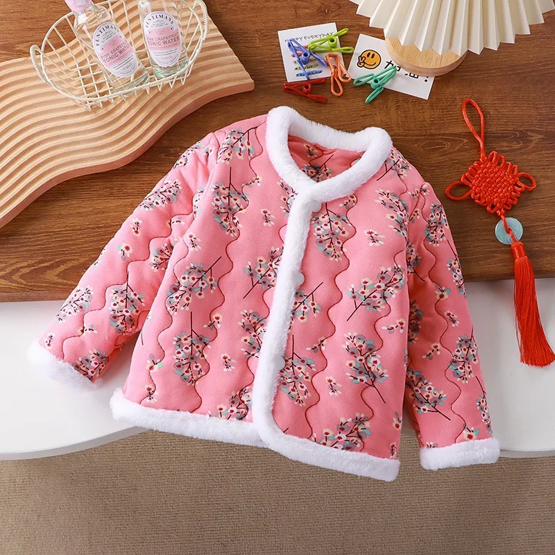 jacket Northeast big flower autumn and winter cotton-padded jacket cardigan floral cotton-padded clothing children's clothing