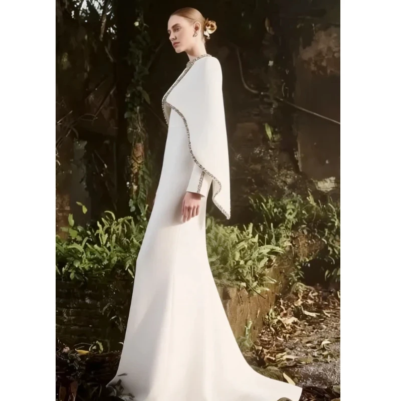 

Новое дизайнерское женское платье HIGH STREET с бриллиантовыми бусинами, рукавами-накидками, длинное макси-платье в пол для вечеринок и выпускных балов