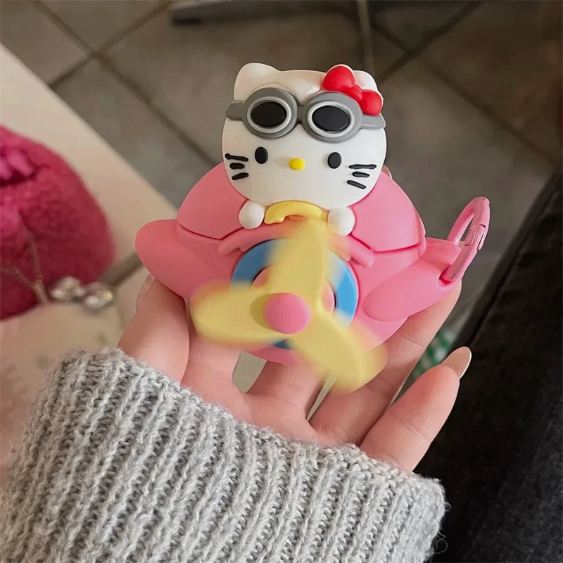 Hallo Kitty für Airpods Pro 2 Fall, Flugzeug kleiner Lüfter für Airpods Fall, Silikon Kopfhörer abdeckung für Airpods Pro Fall für Kinder