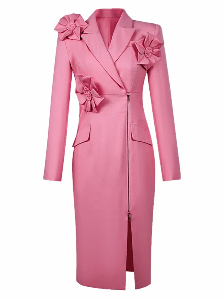 New Lady Business Commute Blazer Work Style Formal Pencil Dress Women Clothes Chic Elegant Office Commute Wrap Hip Midi Vestidos
