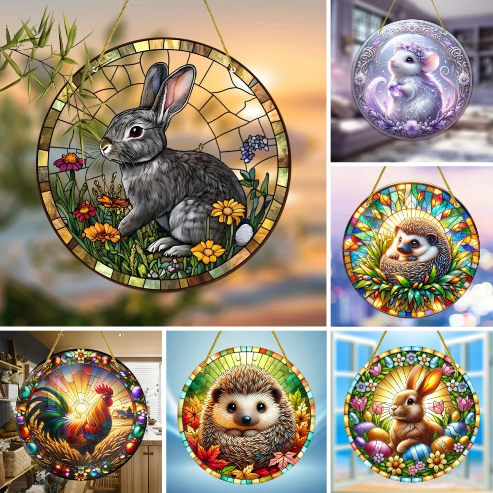 Acryl-Kaninchen-Hähnchen-Murine-Sonnenfänger, lebendiger Sonnenfänger mit detailliertem Design, für Zuhause, Büro und Urlaubsdekoration