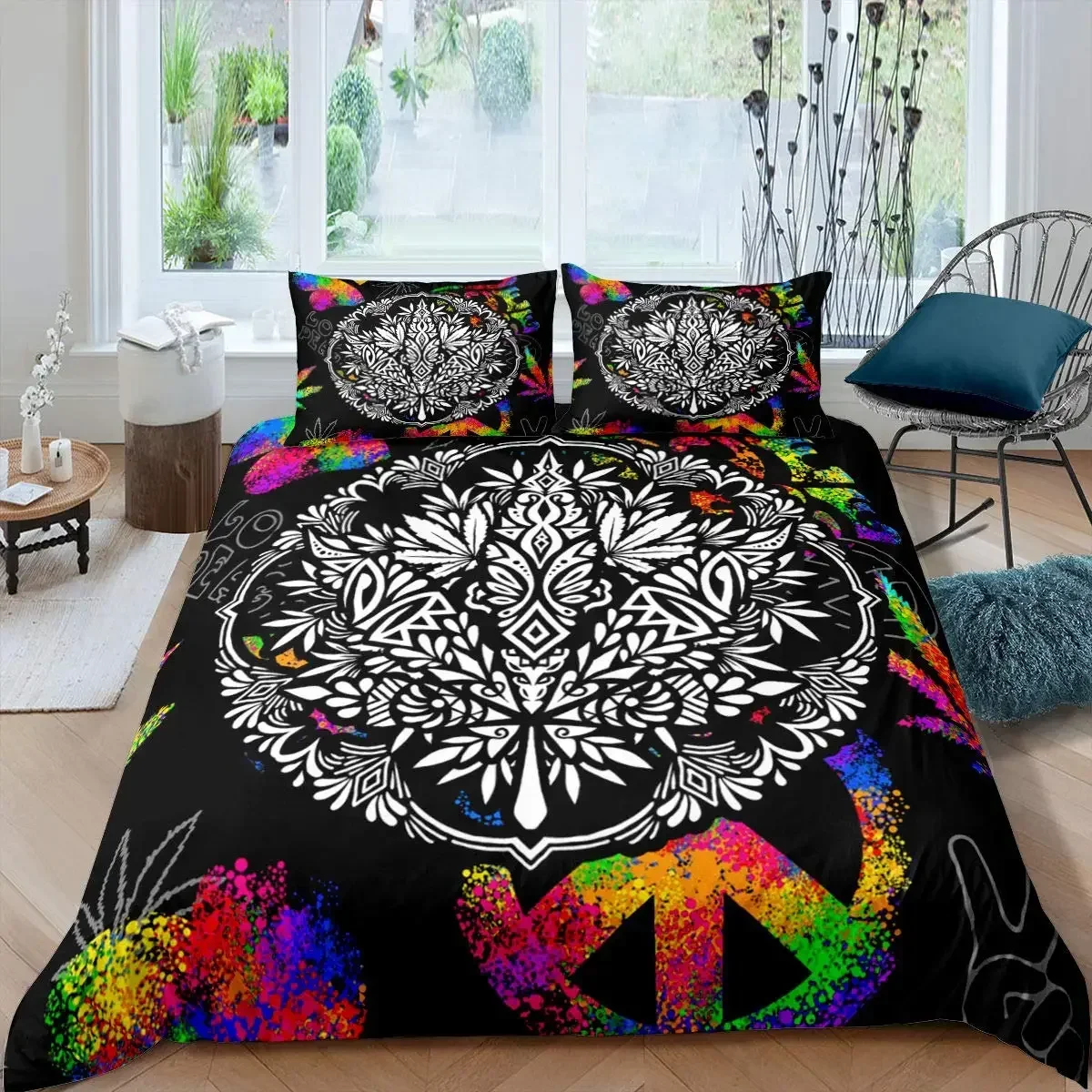 

3D Printed Peace Symbol Comfortable Duvet Quilt Cover Pillowcase Bedding Set Children Bedroom Decoration Home Textile