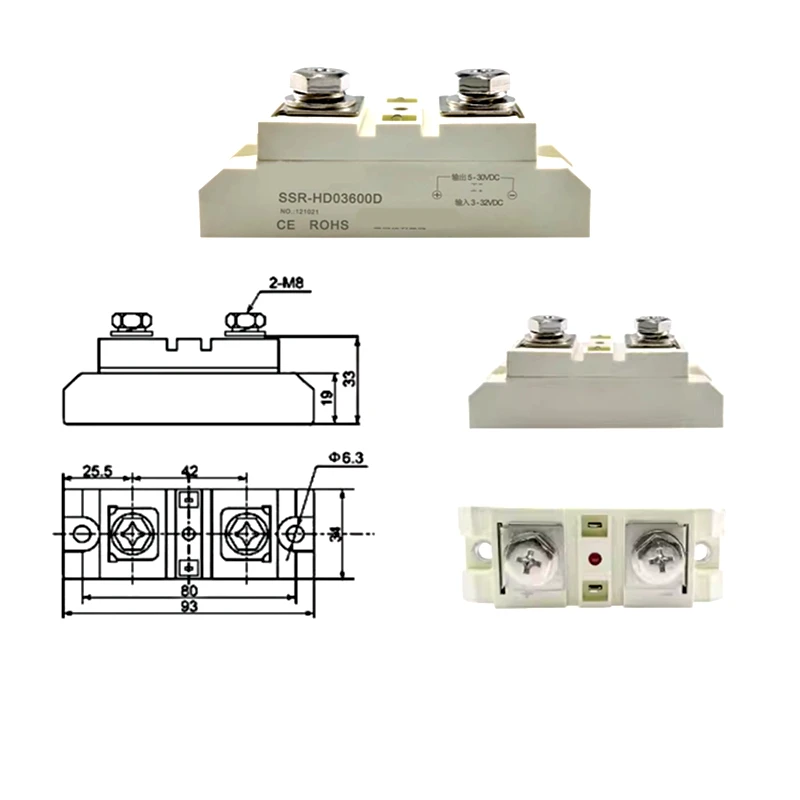 الأصلي والعلامة التجارية الجديدة SSR-HD03500D تيار مستمر التحكم تيار مستمر مرحل الحالة الصلبة HD03600D 500A 600A 30VDC عالية الطاقة تيار مستمر وحدة الحالة الصلبة