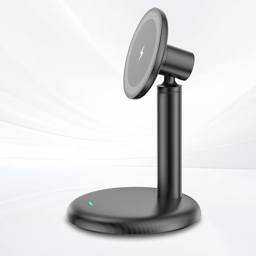 

Магнитная беспроводная зарядная станция 15 Вт с быстрой зарядкой, вращающийся на 360° держатель для стола или прикроватной тумбочки, совместима с телефонами