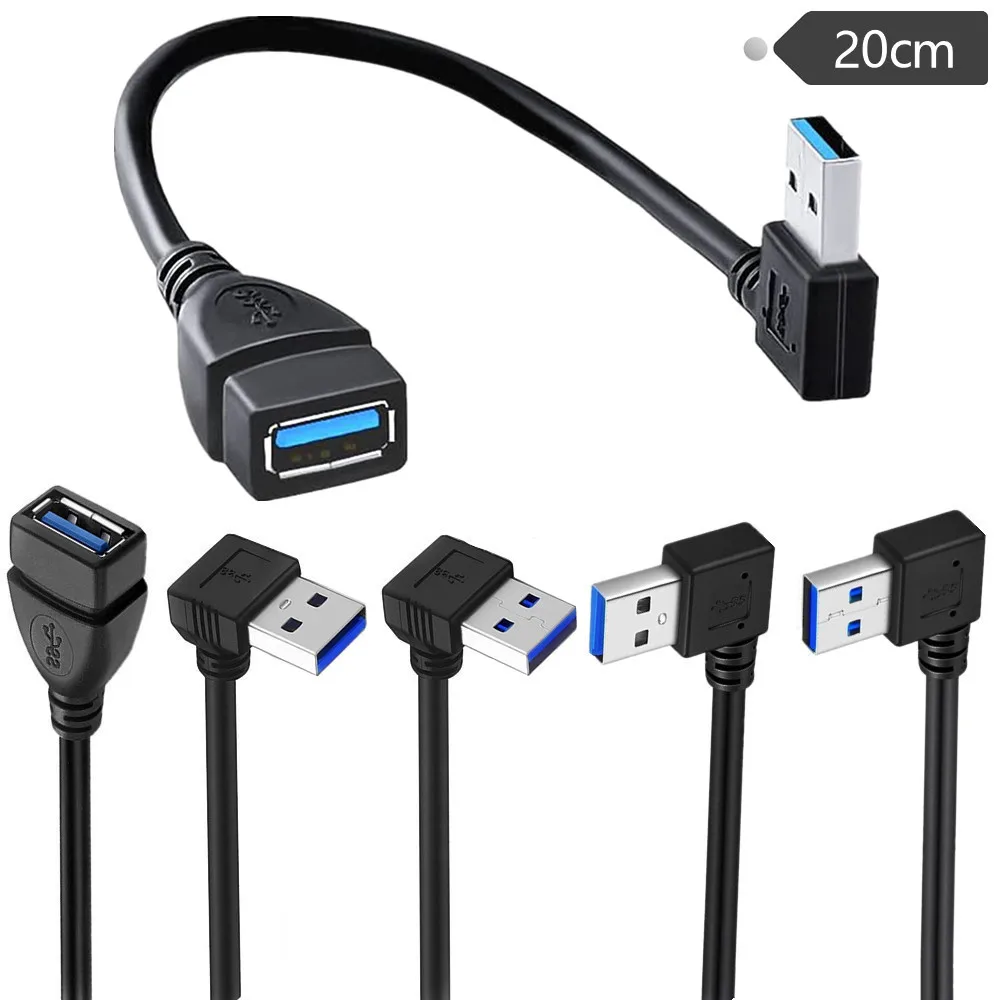 USB3.0 Direction Elbow extension cable,up down Angle 90° male to female extension cable suitable for USB3.0 device port