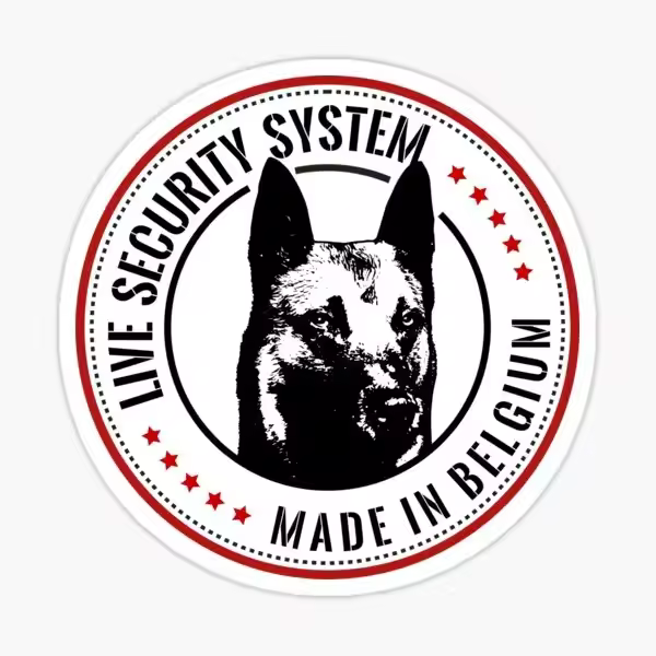 12cm LIVE SECURITY SYSTEM MADE IN BELGIUM Belgian Malinois Wall Pet Dog Cool and Creative PVC Custom Stickers on Motorcycle Car