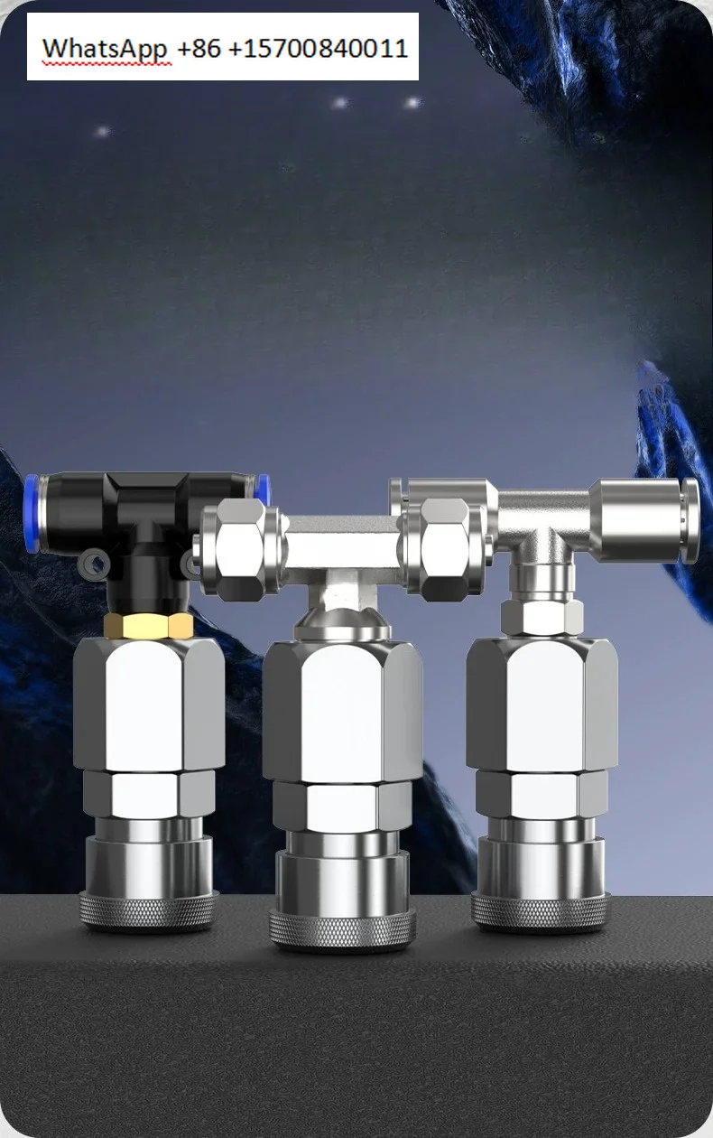 3PCSTee connector, connect pneumatic air storage tank conversion head, quick plug and quick screw of automotive air compressor