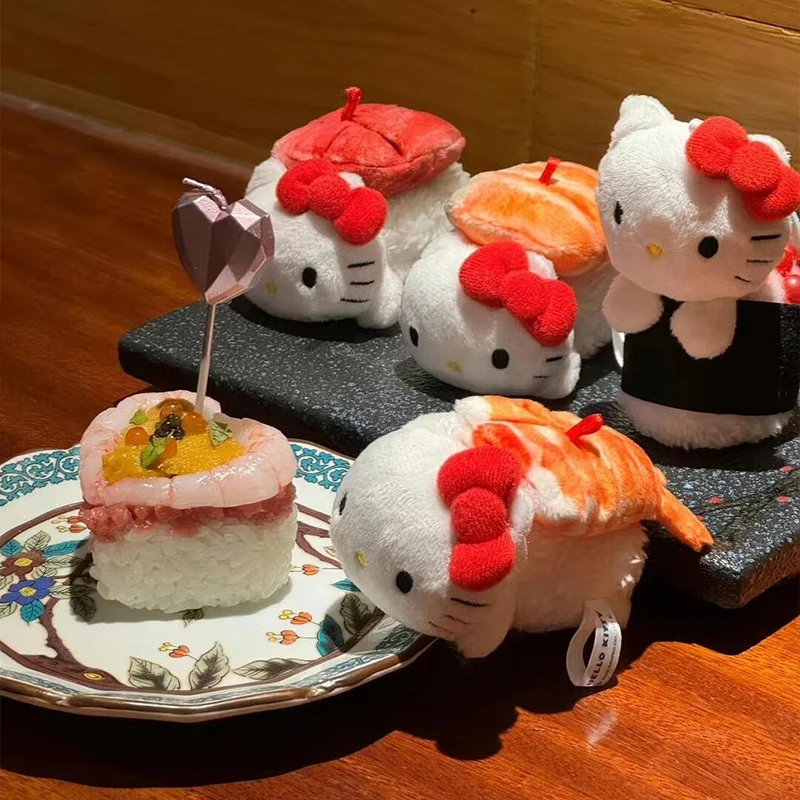 Kawaii Hello Kitty Sanrio Sushi serie colgante figura de Anime llavero Itabag mochila colgante accesorio juguete límite muñeca niña regalo