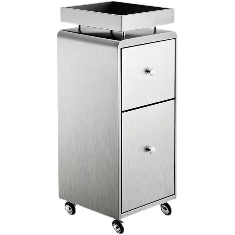 Silver Stainless Steel Hairdressing Trolley Beauty Salon Tools Storage Metal Cabinet for Home Living Room Usage