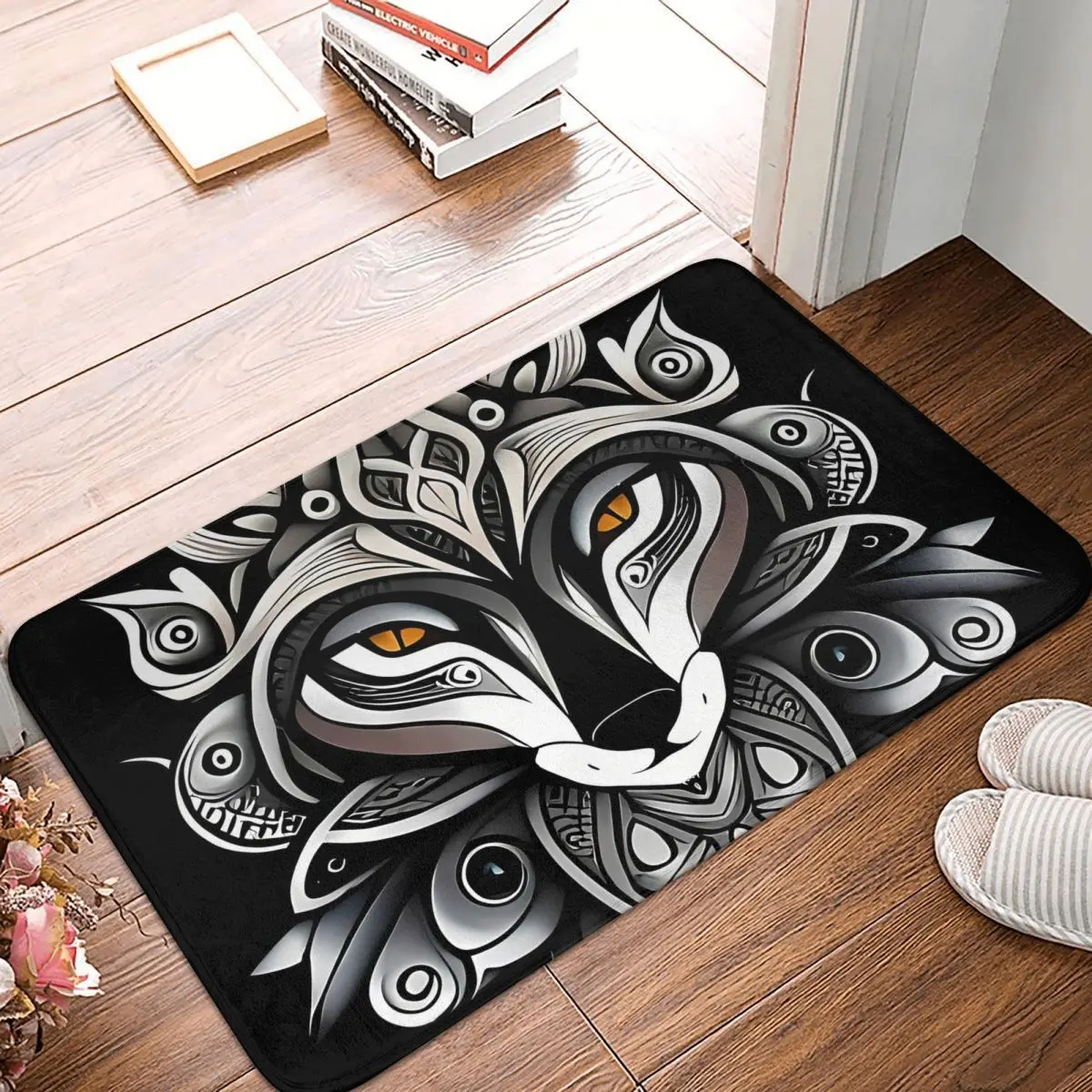 Abstract Fox Art Silvery Non-slip Doormat Carpet Bath Bedroom Mat Prayer Home Modern