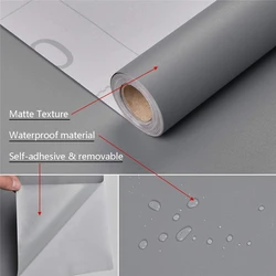 Grey/White/Black Matte Wallpaper Vinyl Self-Adhesive Shelf Liner Drawer Countertop Removable Contact Paper Wall Decor Sticker