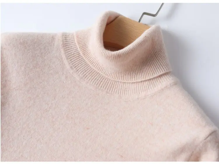 Birdtree 100%Pure Wool Autumn Winter Pullovers Woman Turtleneck Solid Elegant Basic Loose Knitted Sweater Undershirt T39245QM