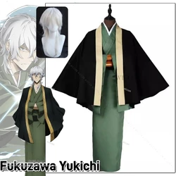 Fukuzawa Yukichi BSD Anime Cosplay Costume Japan Samurai Uniform Wig Full Suit Green Kimono Role Play Halloween