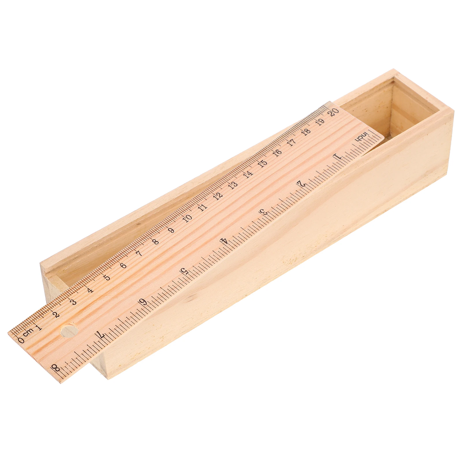 

Wooden Storage Box Flat Pen Case Organizers Pencil Ruler Cover Drawer School Office Supplies Wooden Material Smooth Practical
