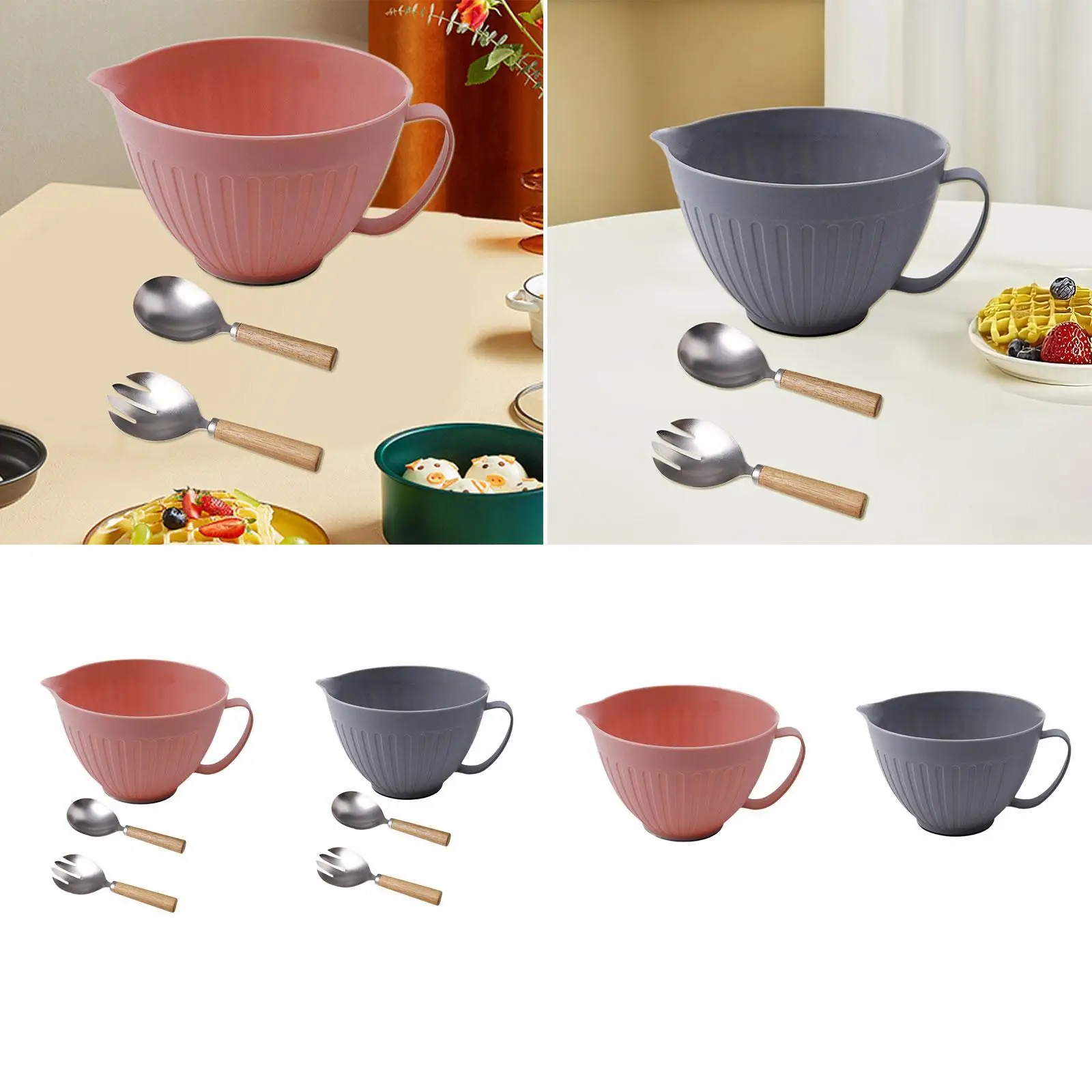 وعاء خلط مع صنبور وعاء سلطة بمقبض طويل للوجبات الخفيفة والحلوى والمطبخ