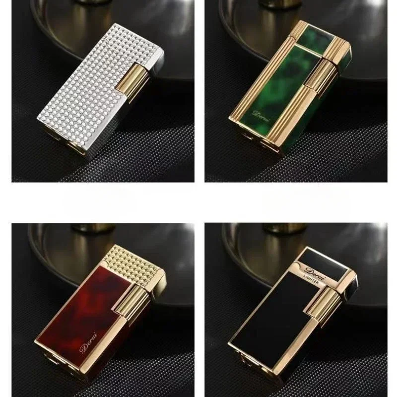 New Personalized Derui Metal Langsheng Kerosene Lighter High-end Lighter Narrow Version Mini Side-sliding Open Flame Lighter