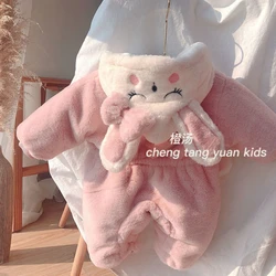 Baby jumpsuit thickened outdoor clothing winter clothing plush insulation cotton baby and children's clothing photography