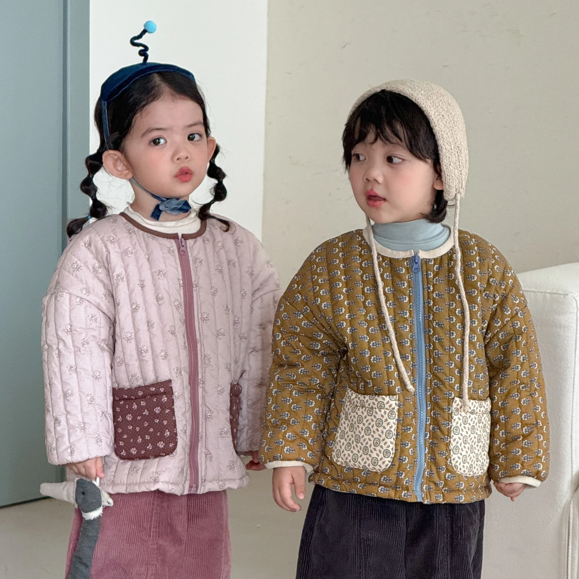 Children's Lightweight Floral Cotton Jacket Plush Autumn and Winter Boys' Cotton Jacket 2026 New Girls' Warm Versatile Jacket