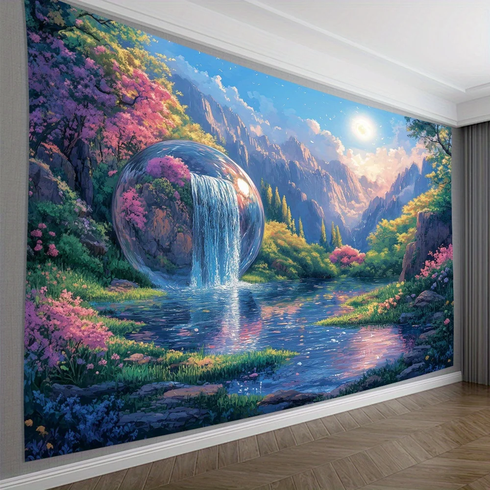 Mushroom Stream Design Digital printing polyester wall hanging tapestry decorative Living room bedrooms Office background gift