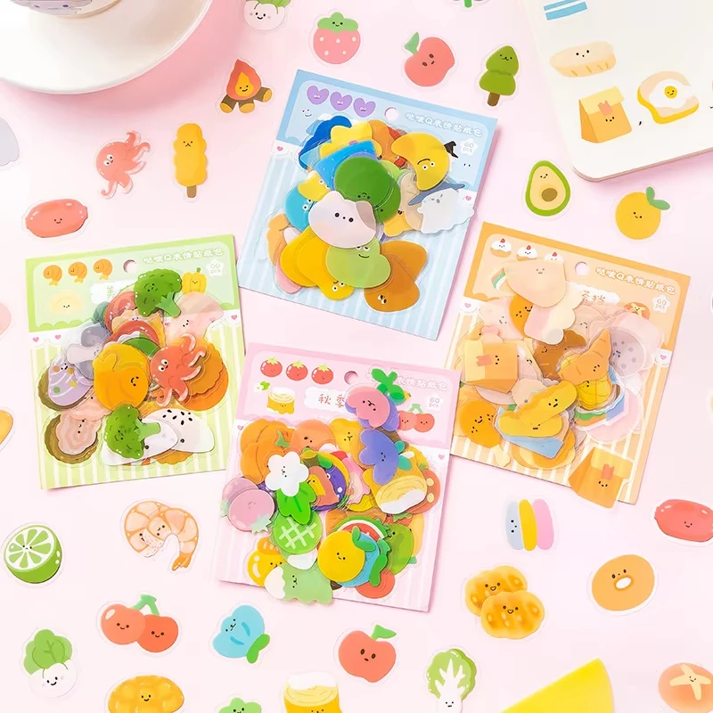 

New 60pcs Cut Sticker Pack Expression Pet Sticker Korean Cartoon Expression Hand Account DIY Gu Card Decoration Sticker 4 Models