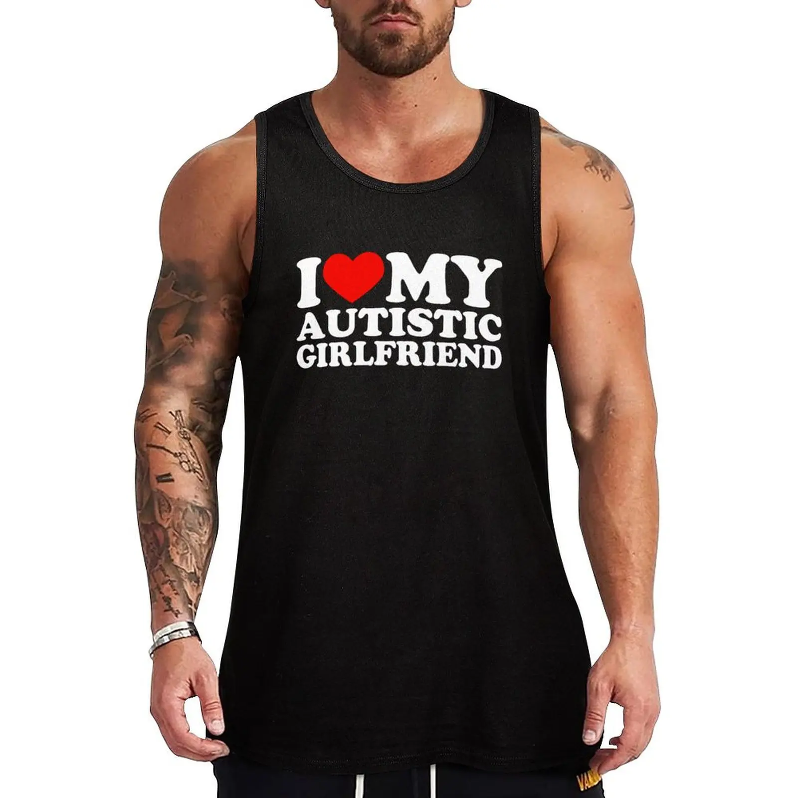 

I Love My Autistic Girlfriend I Heart My Autistic GF Tank Top Basic Tank Top for Daily Wear Comfort Soft Fabric
