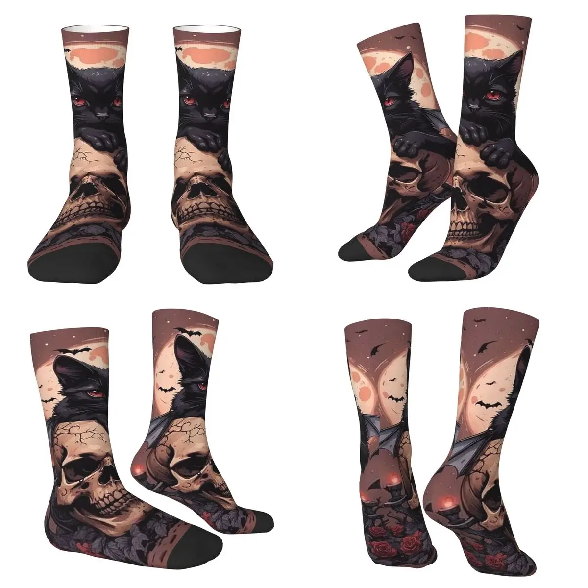 

Тематические носки с летучей мышью и котенком, супер мягкие чулки в стиле Харадзюку, всесезонные длинные носки, аксессуары для унисекс, рождественские подарки