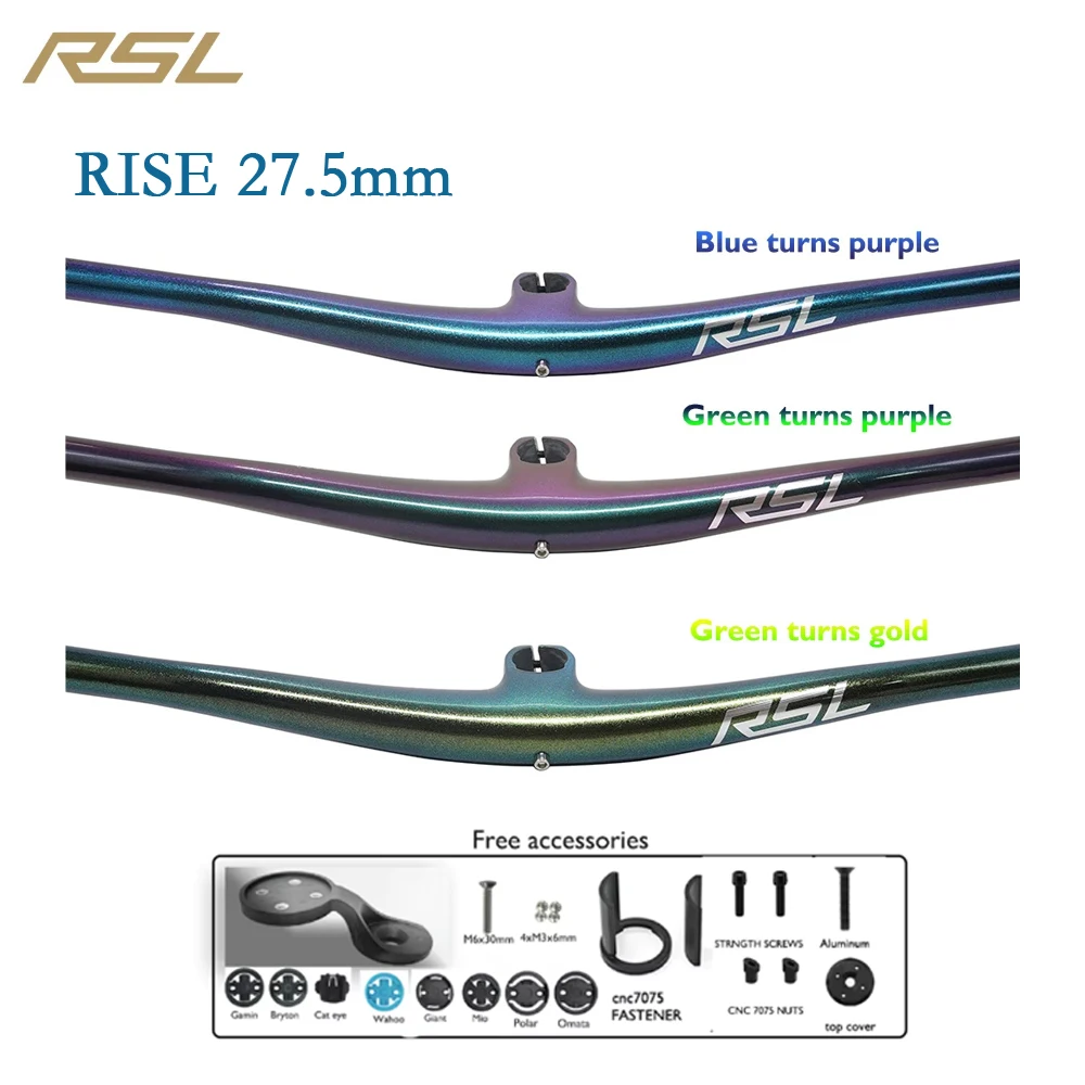 RSL Color Changing Carbon Mountain Bike Handlebar Integrated 27.5mm Lift Stem 35-55mm One Piece MTB Handlebars