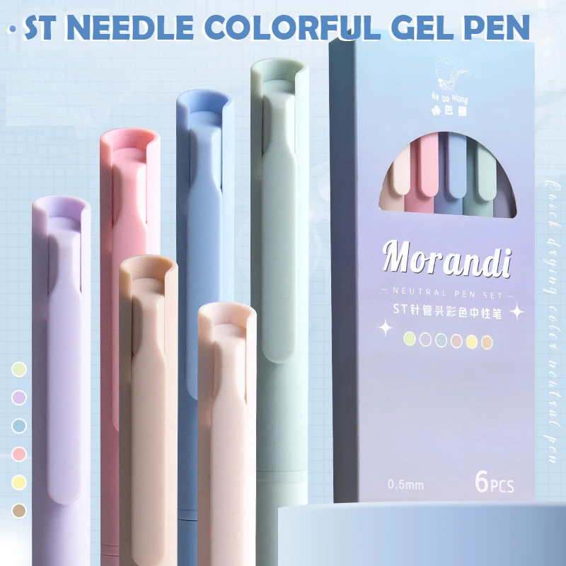 Imagem -03 - Morandi Color Gel Pen Grupo Papelaria para Estudantes Diário Scrapbooking Escrita Manual Marcadores Material Escolar Pcs