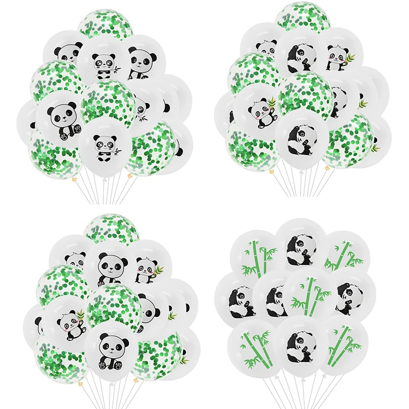 5/10/15pcs 12inch Panda Party Balloons Panda Bamboo Print Latex Balloons Birthday Party Confetti Air Balls Baby Shower Kids Toys