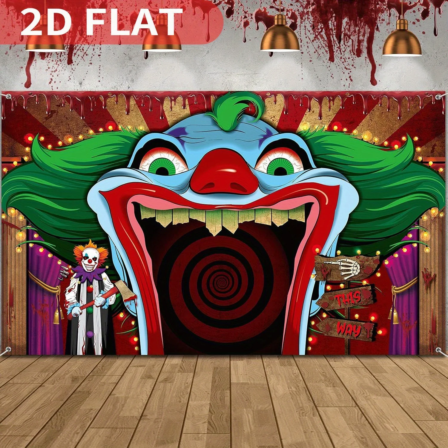 Clown Studio Requisiten Dekorationen Halloween Clown Banner Gruseliger Clown Hintergrund Fotografie für Horror Zirkus Karneval