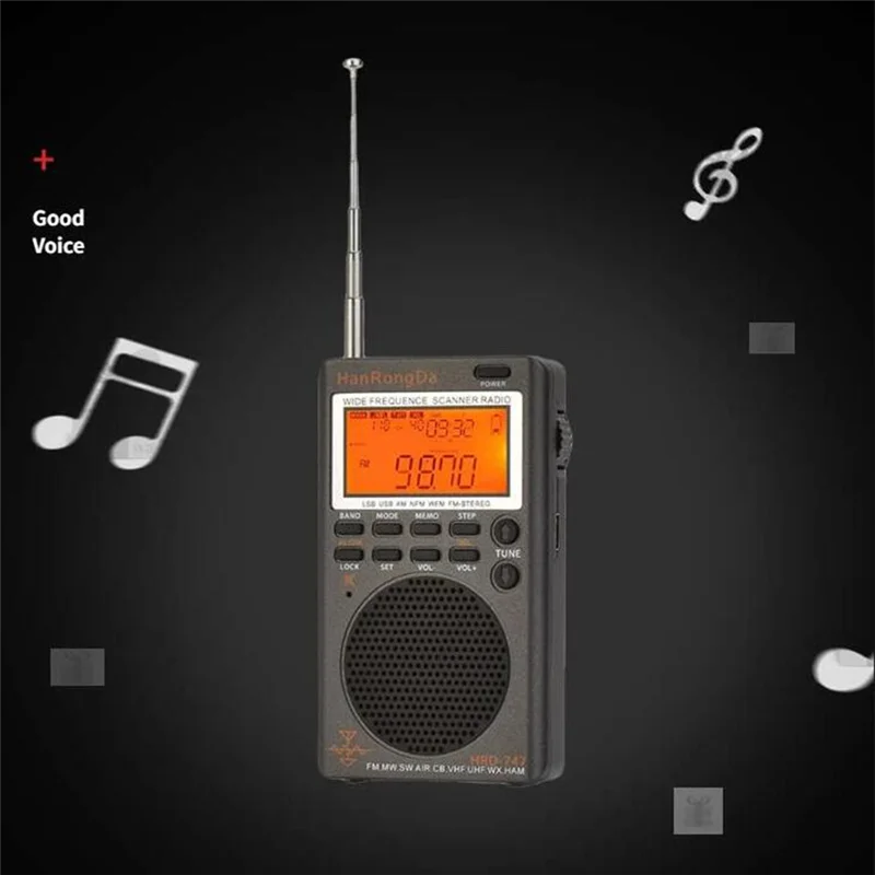 

T35C -747 Portable Multiband Radio FM/MW/SW/SSB/LSB/AIR/CB/VHF/UHF/UBD/ Full-Band Mini Stereo Radio Receiver