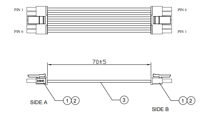 Customization Cable, 436450600 Wire harness, MOLEX MICRO FIT 3.0mm Pitch 6P,  With UL1061, Dual End,  20AWG Wires