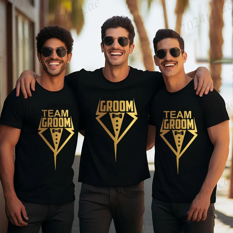 

Team Groom Wedding Shirt Fashion Bachelor Stag Party Graphic Y2k Tops Groom Squad T-Shirt Best Man Groom T-Shirts for Groomsmen