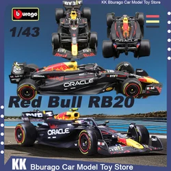 Nuovo Bburago 1:43 Red Bull Rb20 lega in miniatura modello pressofuso Bburago F1 Formula Racing Max verpunpen giocattolo F1 auto giocattolo regalo per bambini